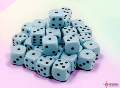 Produktbild von Chessex - Opaque - 36x D6 12mm - Pastel Blue/Black