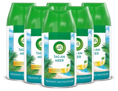 Produktbild von Air Wick Freshmatic Max Raumspray – Nachfüller für den Air Wick Freshmatic Max – Duft: Tag am Meer – 6 x 250 ml Nachfüller