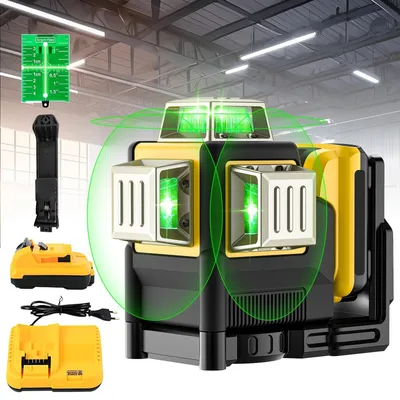 Immagine prodotto di Livella laser - Laser a linee incrociate a 360° con 16 linee - Autolivellante - Laser verde - Spina UE - Con batteria ricaricabile - Arancione