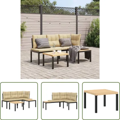 Produktbild von The Living Store Gartenbank-Set 3-tlg. Schwarz Pulverbeschichteter Stahl