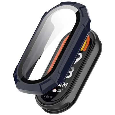 Immagine prodotto di Per Xiaomi Smart Band 9 Custodia Smart Watch in plastica PC + vetro duro protettivo Blu