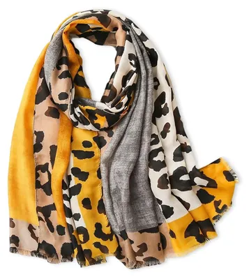 Produktbild von Damen Schal mit Leopardenmuster aus Baumwolle und Leinen