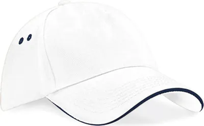 Image de Beechfield B15C | Ultimate 5 Panel Cap - Sandwich Peak / Casquette / Bonnet / Chapeau - Couleur : White/French Navy - Taille : One Size