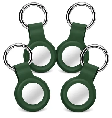 Produktbild von 4x AirTag Anhänger Dunkelgrün – AirTag Schlüsselanhänger / Hülle – Silikon Cover Case für Apple AirTag – 4er-Set