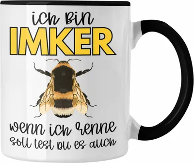 Produktbild von Trendation - Imker Geschenk Tasse Bienenzucht Kaffeetasse Geschenkideen Bienenzüchter Bienen Zuebhör Geschenke Wenn Ich Renne Solltest Du Es Auch (Schwarz)