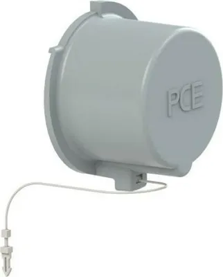 A product shot of a gray electrical connector cap.