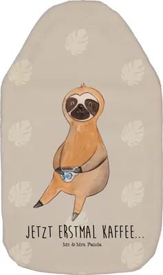 Produktbild von Mr. & Mrs. Panda Wärmflasche Faultier Kaffee - Grau Pastell - Geschenk, Coffee, Wärmflaschen, gummi, mit Bezug, Wärmekissen, Morgenmuffel, Kaffeetasse