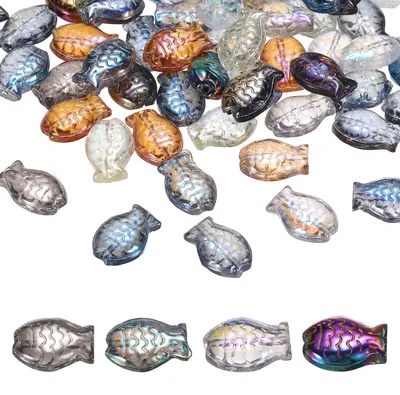 120 Glaskügelchen Fischform 14x10 mm für DIY-Schmuck