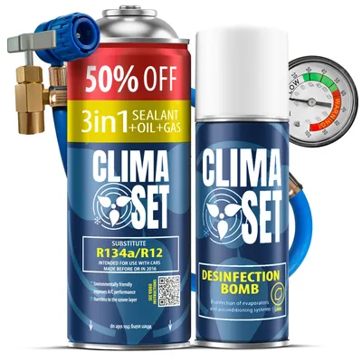 Obrázok produktu pre Súprava autoklimatizácie R134a 626g, osviežovač klimatizácie, hadica s manometrom