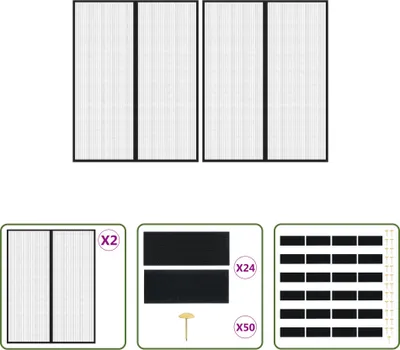 Obrázok produktu pre The Living Store Záclony na dverách proti muchám 2 ks. Magnet čierna 230x160 cm