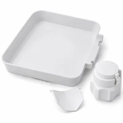 Produktbild von Waschmaschinen-Auffangwanne, Wasserschutzwanne gegen Leckwasser, Kunststoff-Abtropfschale 18 × 17,8 × 4,5 cm, rutschfest, weiß