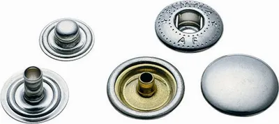 Produktbild von Nähfreie Druckknöpfe aus Messing, vernickelt, 13 mm, 10 Stück, inklusive Werkzeug