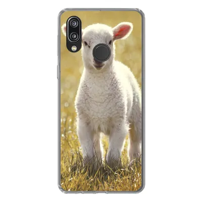 Produktbild von MuchoWow® Handyhülle Schutzhülle Hülle für Huawei P20 Lite (2020) Lamm - Gras - Sonne Silikon Softcase Handy Hülle - Kartenhalter