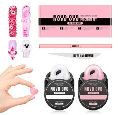 Produktbild von Set aus Polygel, nicht klebrig, in den Farben Weiß und Rosa