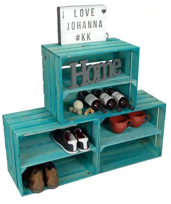 Produktbild von 3er Set Weinkisten Johanna Türkis Längs