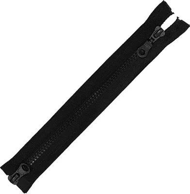 2-Wege Reißverschluss Profil 5mm teilbar für Mäntel Jacken schwarz 75cm