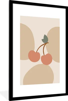 Produktbild von MuchoWow® MuchoWow® Gerahmtes Poster Obst - Pastell - Kirschen 60x90 cm - Poster mit zchwarzem Bilderrahmen - Dekoration - Wandposter Wohnzimmer - Hochwertig