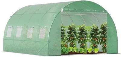 Image de Serre à tomates Tunnel sous film plastique 4x3x2m - 12m²