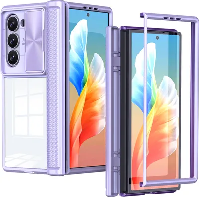 Obrázek produktu pro Pouzdro pro Samsung Galaxy Z Fold 6 Hybridní průhledné TPU bumper pouzdro s posuvným krytem kamery Fialová