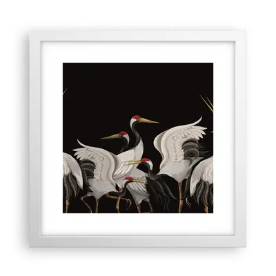 Produktbild von Gerahmtes Poster - Weißer Rahmen - Kraniche Vögel Grafiken - 30x30 cm - Wand Bild - Wanddeko - Wandbilder - Kunstposter - Wandposter - Bilderrahmen - Bilder - Kunstdruck - P2WAC30x30-4748