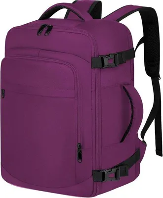 Zdjęcie produktu dla Plecak podręczny Ryanair, wymiary 40x20x25 cm, plecak podróżny, bagaż podręczny do samolotu, plecak na laptopa 14 cali, fioletowy