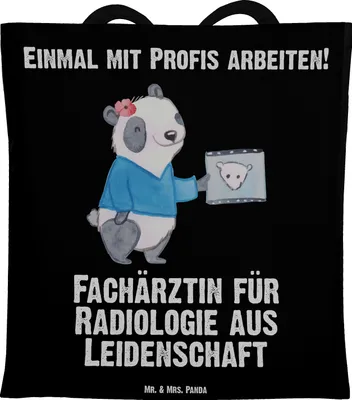 Produktbild von Mr. & Mrs. Panda Tote Bag Fachärztin für Radiologie Leidenschaft - Schwarz - Geschenk, Schultasche, Tasche, Shopping, dokumententasche, Jutebeutel
