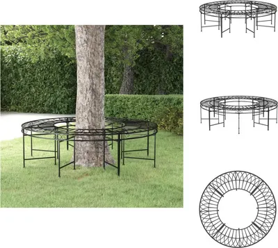 Produktbild von vidaXL Baumbank Rund Ø160 cm Schwarz Stahl -  Gartenbänke