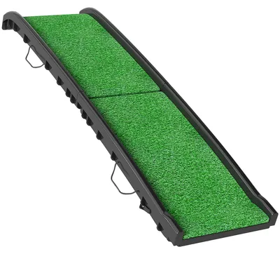 Immagine prodotto di Rampa per auto, pieghevole e antiscivolo | Colore: nero e verde | Dimensioni: 38,5 x 155 x 15,5 cm