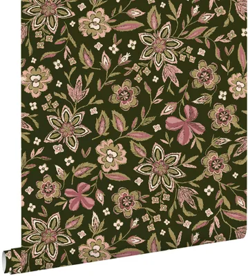 Produktbild von ESTAhome Tapete Blumenmuster Grün und Lila 50 x 900 cm