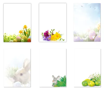 Produktbild von 6 x 5 Blatt Motivpapier Briefpapier Mix DIN A4 Hase Blumen Ostereier (Ostern-5226)