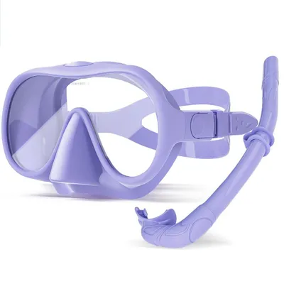 Produktbild von Schnorchelset Erwachsene, Macaron Rahmenlose Taucherbrille, 180° Ultra Weitsicht Anti Nebel Schnorchelmaske, Anti-Leck Professionelles Tauchmaske