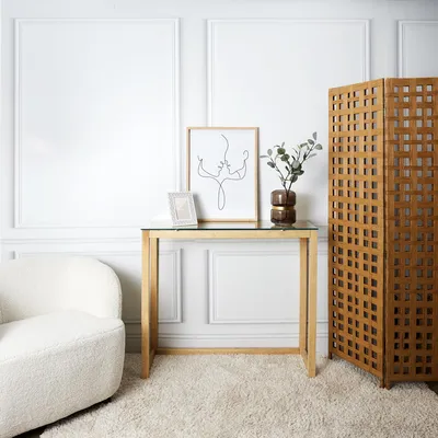 Image de Console - HOME DECO FACTORY - Élégante - En Verre et Bois - Marron