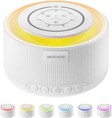 Produktbild von Soundmaschine Tragbar, Weißrauschen Nachtlicht, 30 Schlafmusikstücke, Timer Memory Funktion, 1200mAh Akku Einschlafhilfe