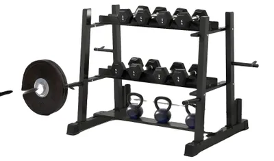 Produktbild von Gewichtslagerregal, 200 kg Tragfähigkeit, 131 cm Länge, 75 cm Breite, 80 cm Höhe, verstellbare Lagerstangen