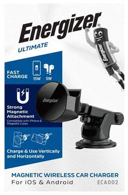 Produktbild von Energizer ECA002 Ladegerät für Mobilgeräte Smartphone, Kopfhörer Schwarz USB Kabelloses Aufladen Drinnen