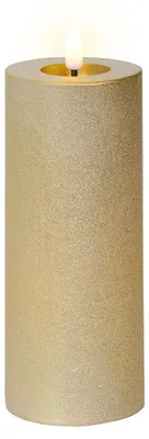 Produktbild von LED Kerze 7x19cm mit Timer Wachs Rustik Gold / Warmweiß