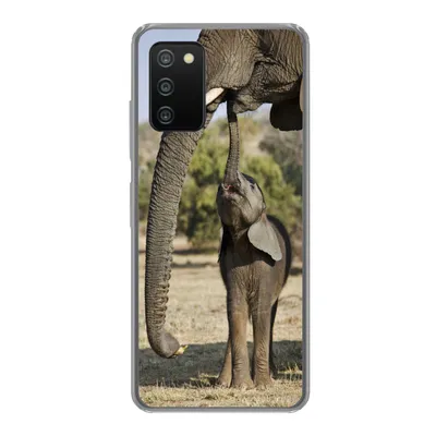 Produktbild von MuchoWow® Handyhülle Schutzhülle Hülle für Samsung Galaxy A03s Elefant - Tiere - Gras - Natur Silikon Softcase Handy Hülle - Schutz