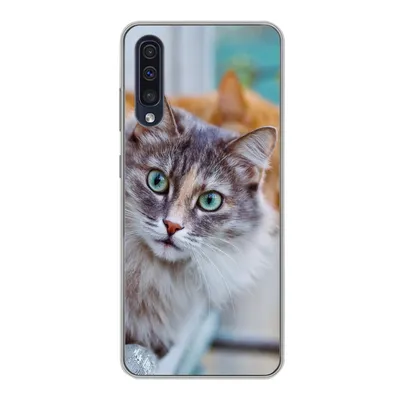 Produktbild von MuchoWow® Handyhülle Schutzhülle Hülle für Samsung Galaxy A30s Katze - Fenster - Katzen Silikon Softcase Handy Hülle - Karteninhaber