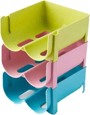Produktbild von 3 Stück Stapelbare Flaschenhalter Flaschenablage für Kühlschrank,Kunststoff Flaschenregal Bierhalter,Weinständer für 6 Flaschen,Getränke Aufbewahrungbox Küchenschrank Soda Cola Organizer