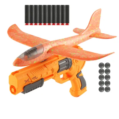 Produktbild von Flugzeugspielzeug, Flugzeugkatapultpistolen aus Kunststoff, Kinderspielzeug, interaktive Gartenspiele für Kinder im Freien
