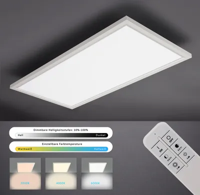 Produktbild von IMPTS LED Deckenleuchte Dimmbar 25W Deckenlampe Flach Warm Neutral Weiß Panel Badezimmer Ultraslim Lampe für Büro Werkstatt Wohnzimmer 30x 60cm