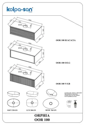 Produktbild von Kolpa ORPHIA Waschbecken-Unterschrank mit Kerrock-Platte und Schublade  OOR 100 V/GB