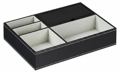 Image de Plateau à bijoux Relaxdays, 5 compartiments, rangement moderne pour bijoux, dimensions : 5 x 25,5 x 18,5 cm, séparateur de tiroir pour bijoux, noir