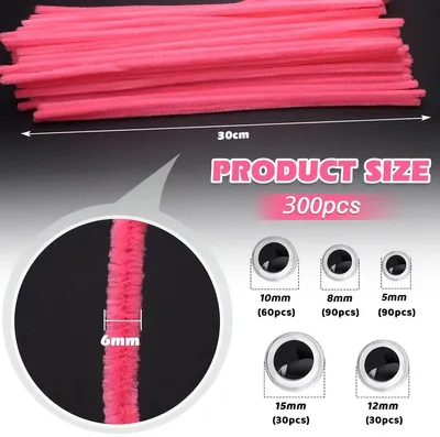 300 Stück fluoreszierende rosa Pfeifenreiniger zum Basteln - 30 cm Chenilledraht für Blumen und DIY-Projekte
