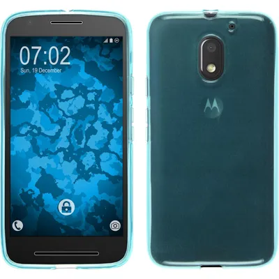 Produktbild von PhoneNatic Case kompatibel mit Lenovo Moto E3 - türkis Silikon Hülle transparent + 2 Schutzfolien