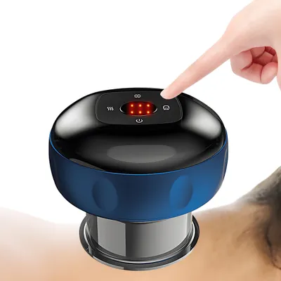 Produktbild von 2-in-1 Elektrisches Schroepftherapie-Massagegeraet, intelligentes Gua Sha-Werkzeug mit automatischem Timer, 12 Temperatur- und Saugstufen, einstellbar, kabelloser Typ-C-Akku mit 1800 mAh, Schroepfgeraet, Muskelentspanner