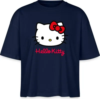 Produktbild von Spreadshirt Hello Kitty Klassisch Mit Schriftzug Boxy Shirt Damen, XXL, Navy