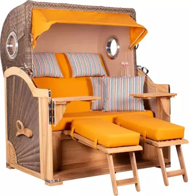 Produktbild von Strandkorb Westerland Teak Bullauge PE grey Dessin 586