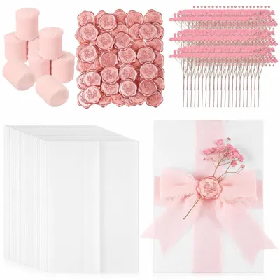 Produktbild von 50 Stück Hochzeitskarten und Umschläge Set mit Roségoldfolie