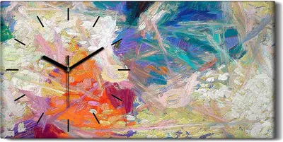 Produktbild von Wanduhr Bürouhr Leinwand Bild Geräuschlos 60x30 Malerei Abstrakte Kunst - schwarze Hände